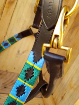 Forest green and blue, leather Argentinian Polo halter 